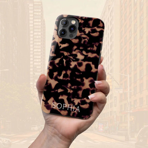 Tortoiseshell Custom Name iPhone Case